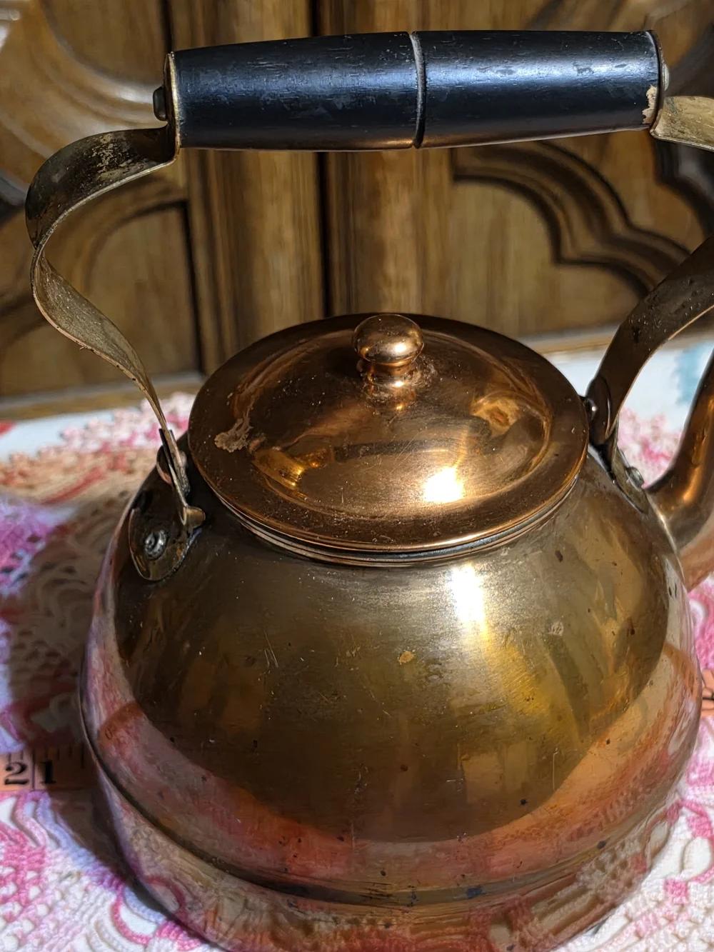 Copper-Finish Stovetop Teakettle with Black Handle